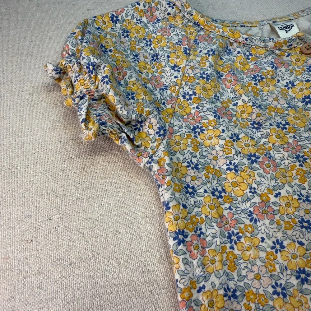 Oshkosh Girls Floral Top - Yellow and Blue - Size 4T